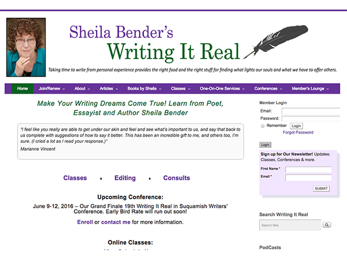 Sheila Bender's Writing It Real, Port Townsend WA